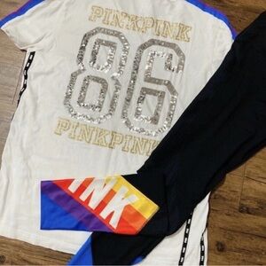 Pink Victoria’s Secret 86 rainbow bling outfit XL